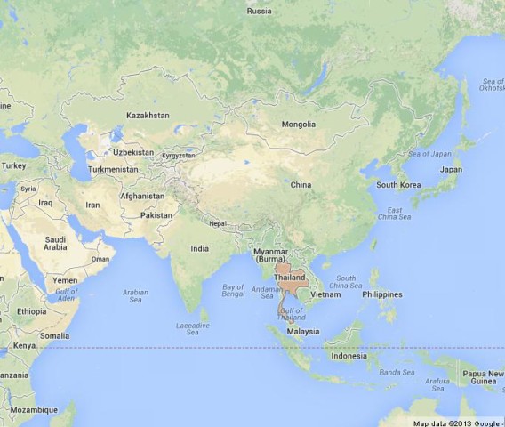 location Thailand on Asia Map