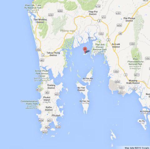 Where is Phang Nga Bay on Map of Southern Thailand