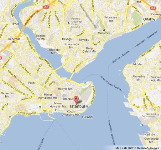 Where is Blue Mosque on Map of Istanbul