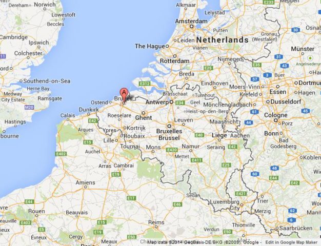 Where is Bruges on Map of Belgium