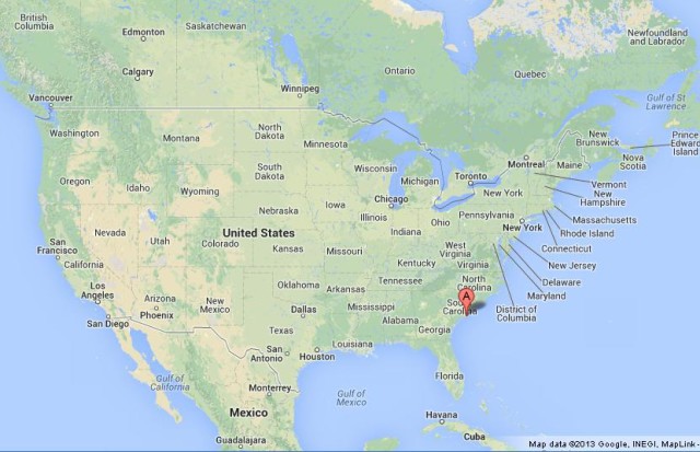 location Charleston on USA Map