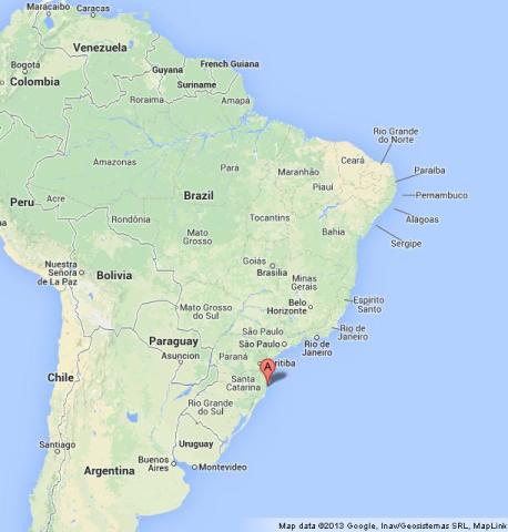 location Florianopolis on Map of Brazil