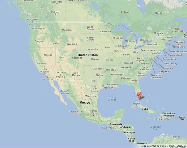location Florida Keys on US Map