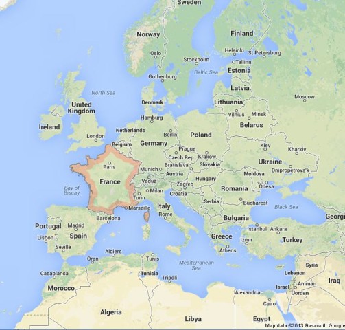 location France on Map of Europe