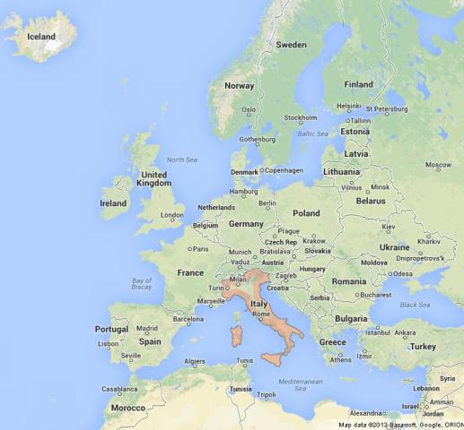 where is Italy on Map of Europe