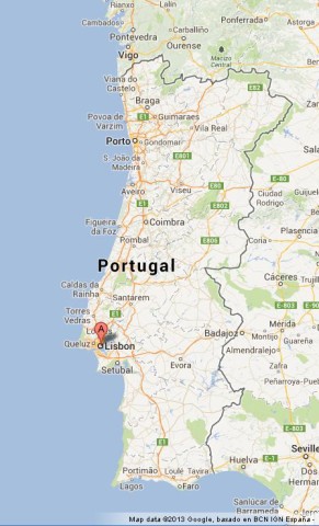 location Lisbon on Map of Portugal