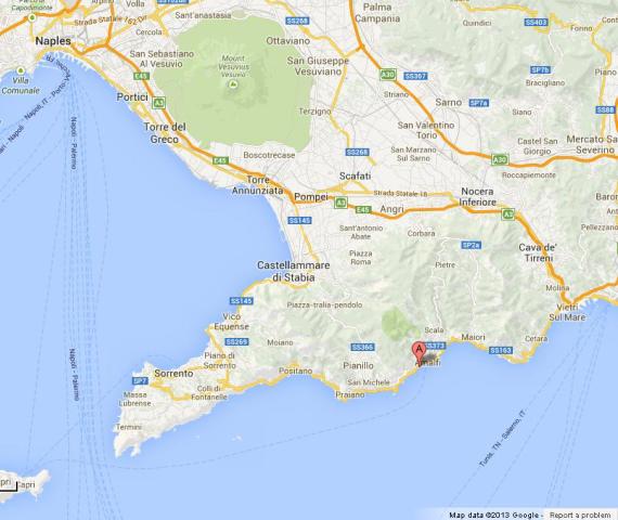 Map of Amalfi Coast Italy