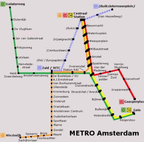 Amsterdam Metro Tram Map