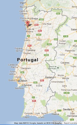 location Oporto on Map of Portugal