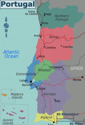 Map Portugal Regions