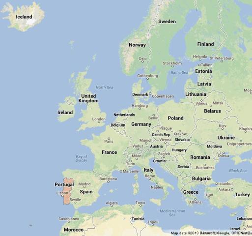 Where is Portugal on Map of Europe