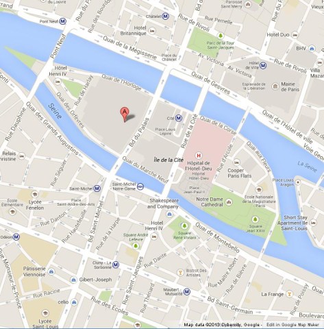 location Sainte Chapelle on Map of Paris