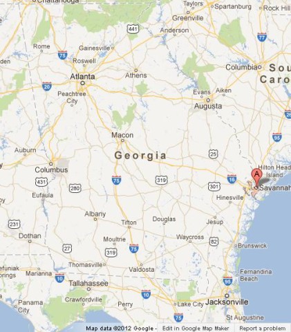 location Savannah on Georgia Map