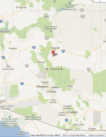 location Sedona on Arizona Map