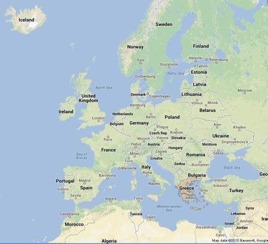 location Greece on Map of Europe