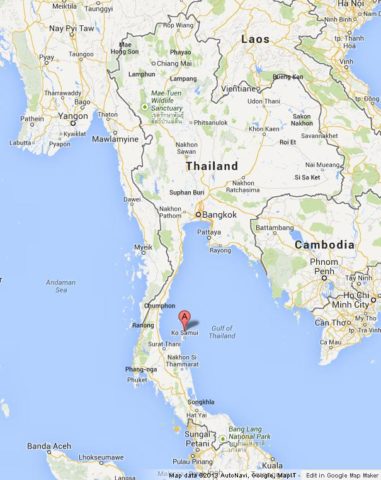 Where is Ko Phangan on Map of Thailand