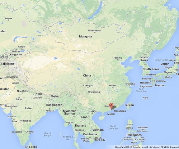location Macau on Map of China