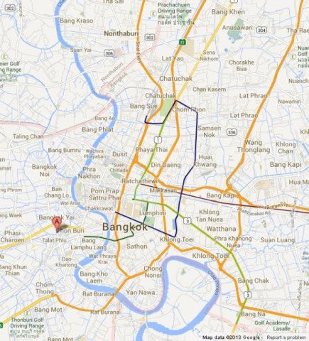 Map of Bangkok Thailand
