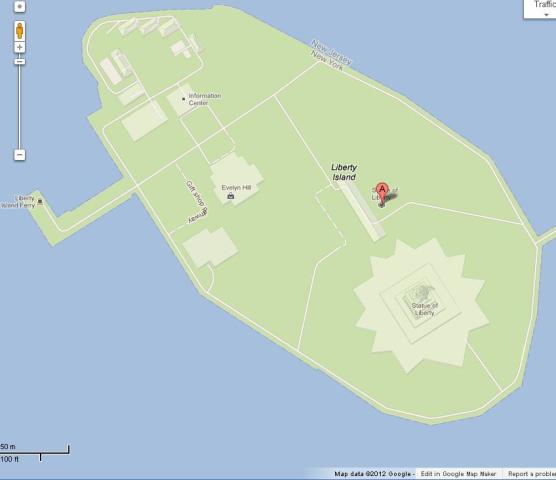 Map of Liberty Island, Liberty Island New York map