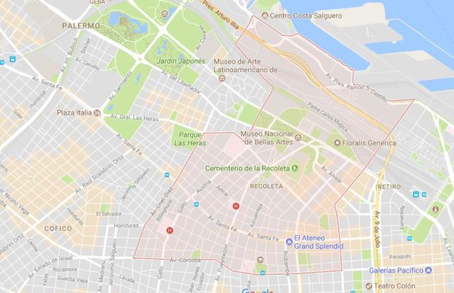 Map of Recoleta Buenos Aires