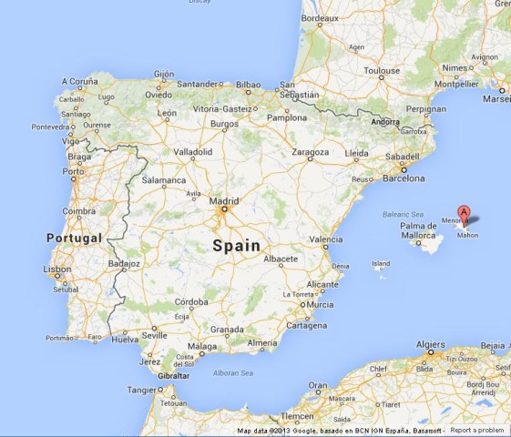 location Menorca on Map of Spain