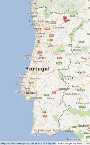 location Mirandela on Portugal Map