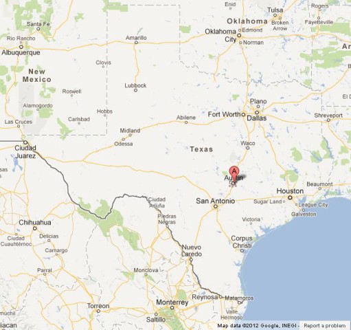 location Austin on Texas Map