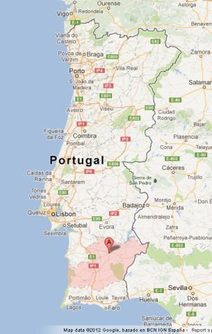 location Beja on Map of Portugal