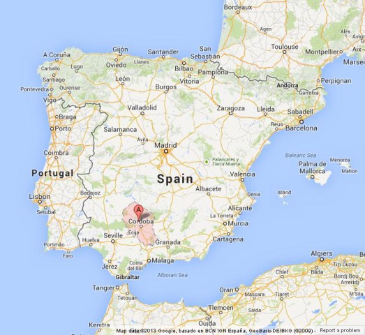location Cordoba on Map of Spain