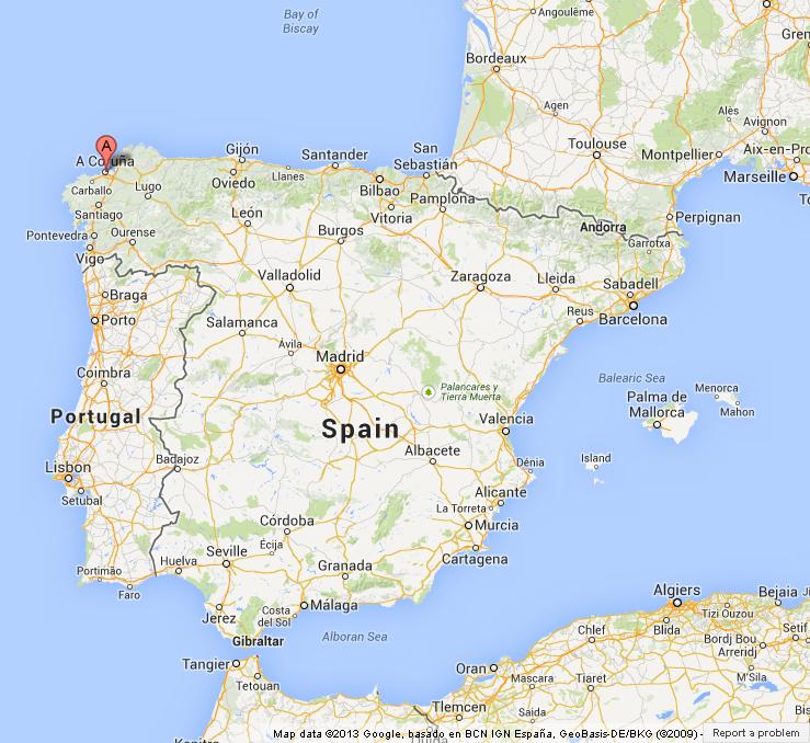 Coruña On Map Of Spain 
