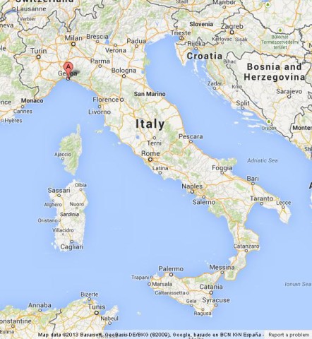 location Genoa on Map of Italy