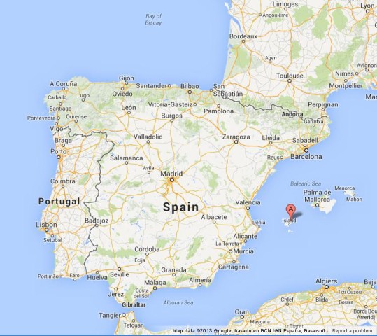 location Ibiza on Map of Spain