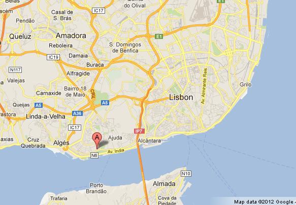 location Jeronimos Monastery on Lisbon Map