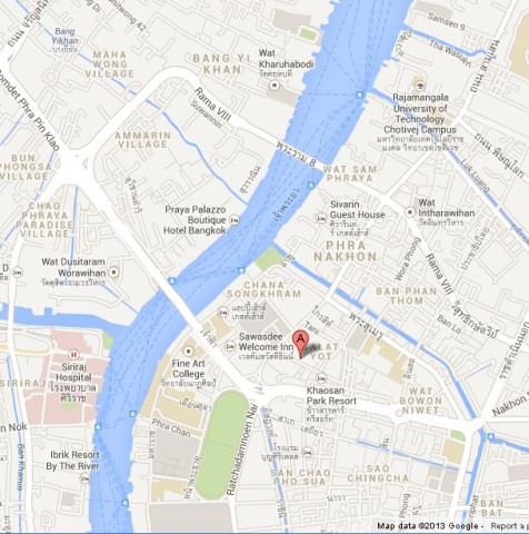 Where is Khao San Road on Map of Bangkok
