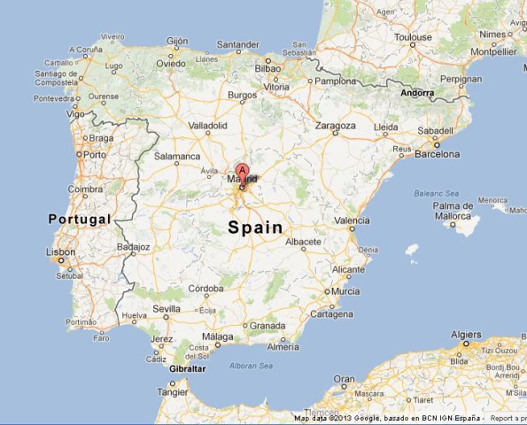 location Madrid on Map of Spain
