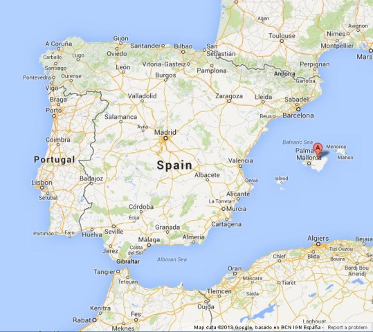 location Mallorca on Map of Spain