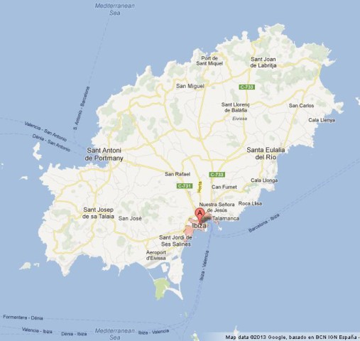 Map of Ibiza Spain
