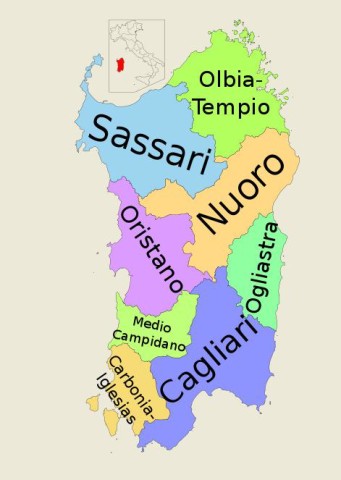 Map of Provinces of Sardinia