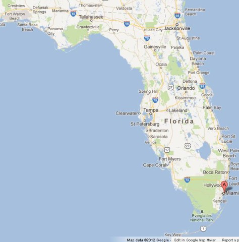 location Miami on Map of Florida