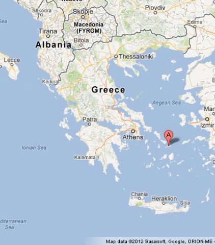 location Mykonos on Map of Greece