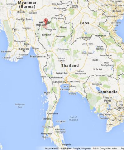 Where is Pai on Map of Thailand