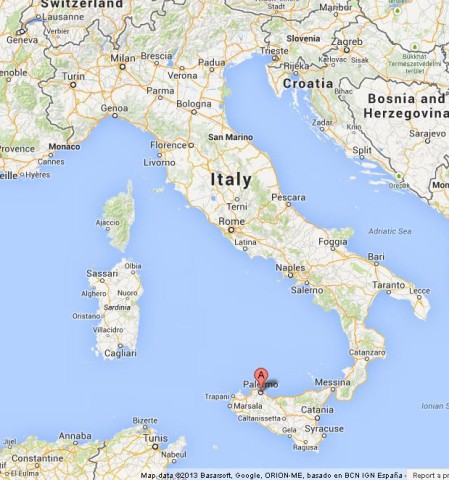 location Palermo on Map of Italy
