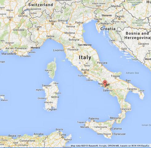 Where is Pompeii on Map of Italy