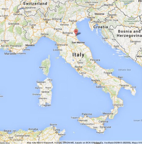 location Ravenna on Map of Italy