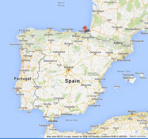 where is San Sebastian on Map of Spain
