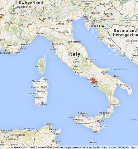 location Sorrento on Map of Italy