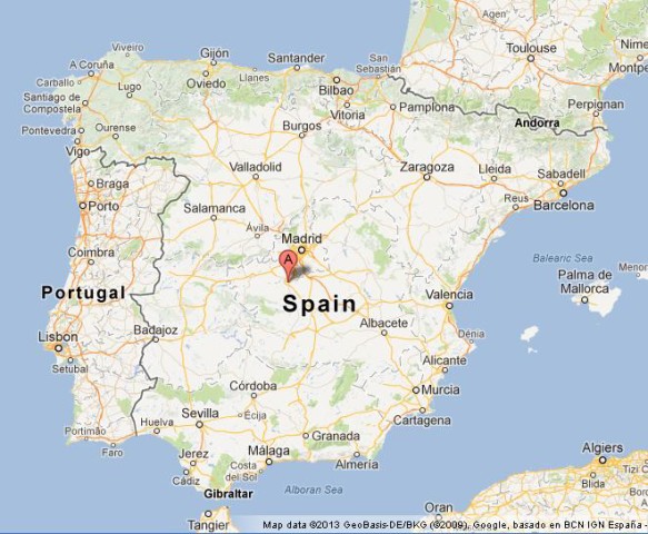 location Toledo on Map of Spain