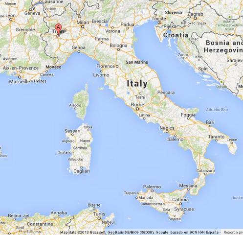 Where is Turin on Map of Italy