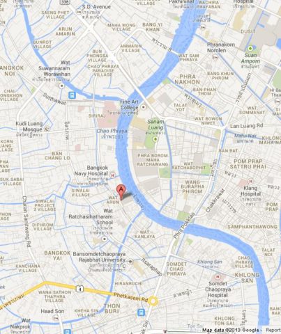 Where is Wat Arun on Map of Bangkok