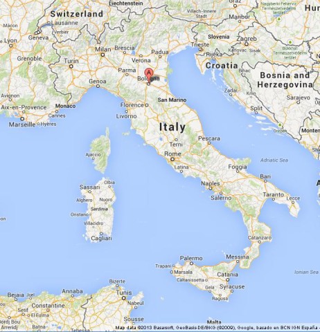 location Bologna on Map of Italy